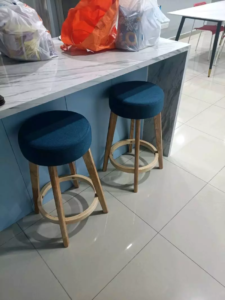 LIAM wooden backless round upholstered bar stool