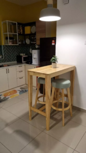 LIAM wooden backless round upholstered bar stool