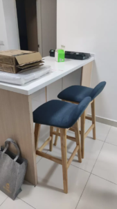 NOAH low back upholstered wood frame bar stool